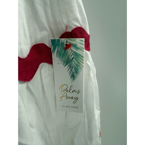 Palms Away A Line Midi Skirt Womens Small White Striped Pleated Side Zipper - Picture 6 of 7